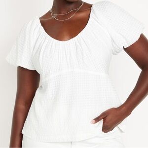 ⚡️3 for $17⚡️Old Navy Seersucker Balloon Sleeve Peplum Top NWOT